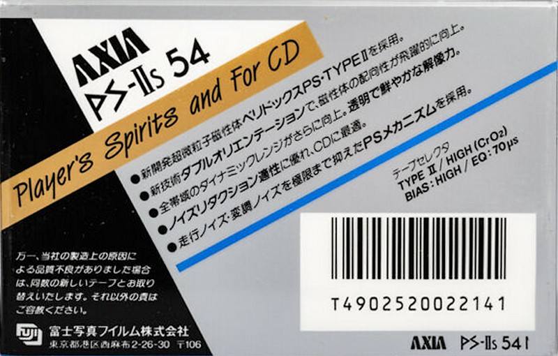 Compact Cassette: FUJI AXIA - PS-IIs 54