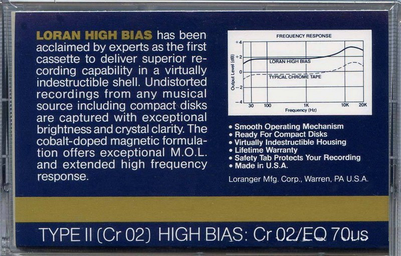 Compact Cassette Loran 60 Type II Chrome 1985 USA