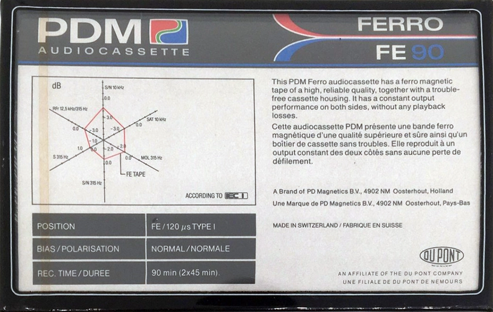 Compact Cassette PDM FE 90 Type I Normal 1987 Europe
