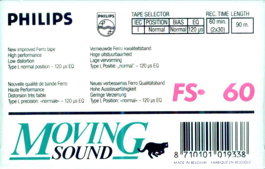 Compact Cassette Philips FS 60 "Moving Sound" Type I Normal 1984 Europe