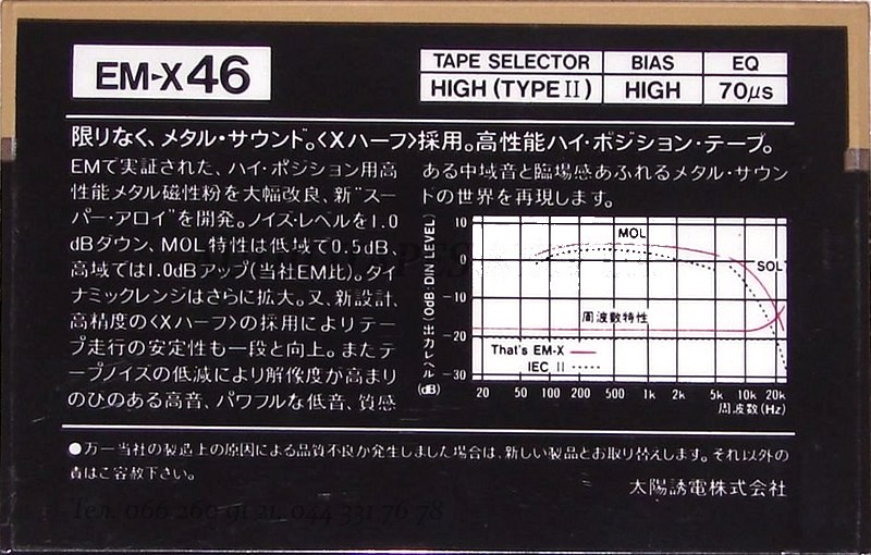 Compact Cassette Thats EM-X 46 Type II Chrome 1983 Japan