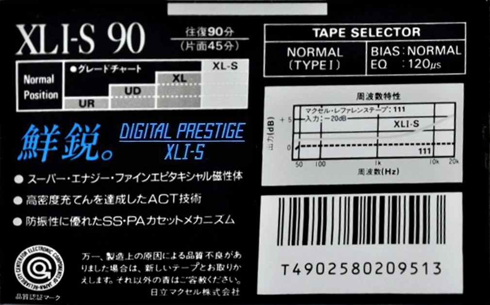 Compact Cassette Maxell XLI-S 90 Type I Normal 1990 Japan