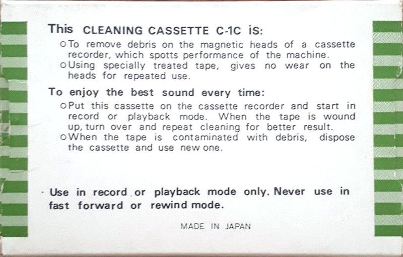 Compact Cassette Sony "C-1C" Cleaning Cassette Japan