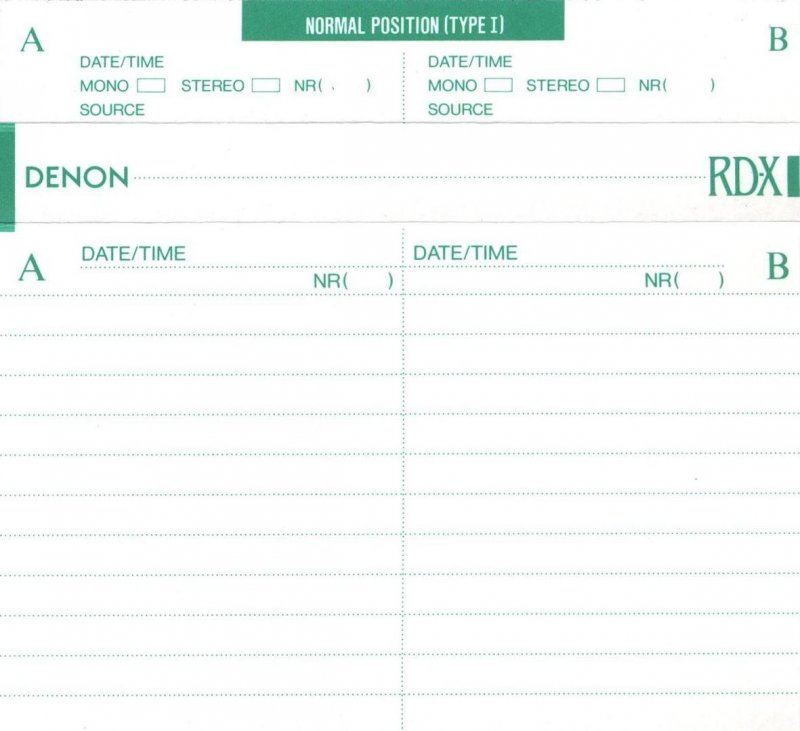 Compact Cassette Denon RD-X 70 "RD-X70P" Type I Normal 1989 Japan