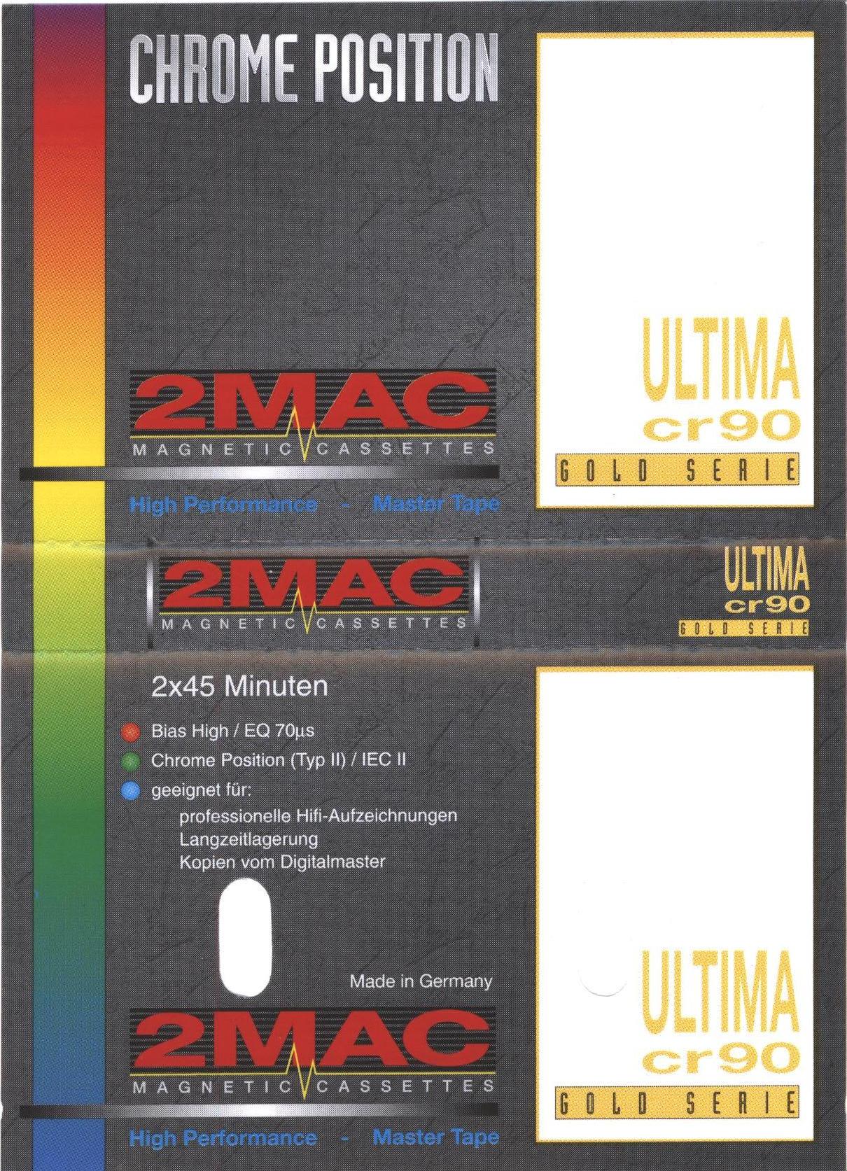 Compact Cassette 2Mac ULTIMA 90 Type II Chrome 1988 Europe