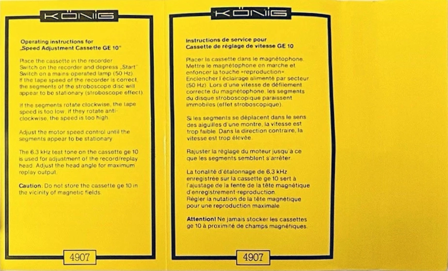 Compact Cassette Konig "GE 10" Service Cassette Europe
