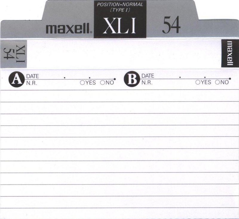 Compact Cassette Maxell XLI 54 Type I Normal 1989 Japan