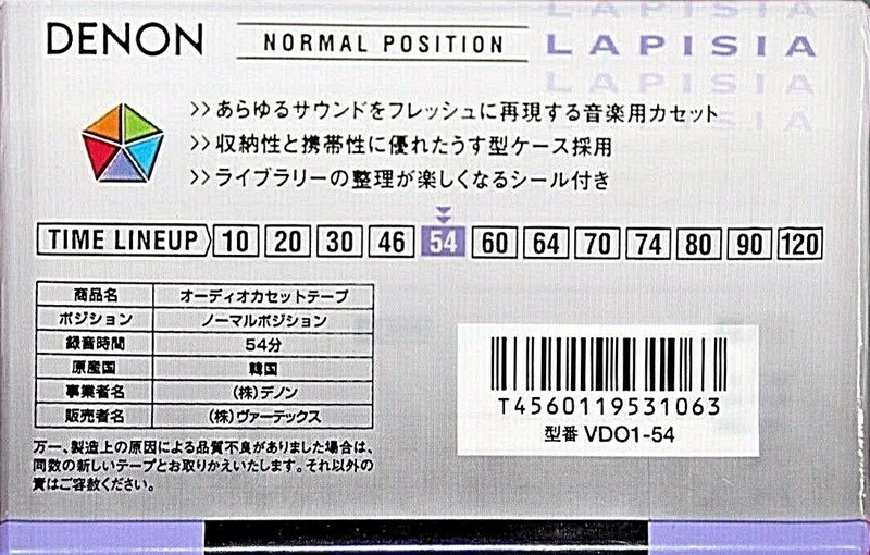 Compact Cassette: Nippon Columbia / Denon Denon - Purple 54