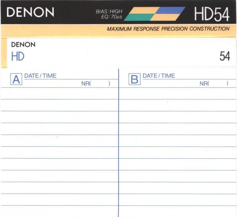 Compact Cassette Denon HD 54 "HD54M" Type II Chrome 1987 Japan