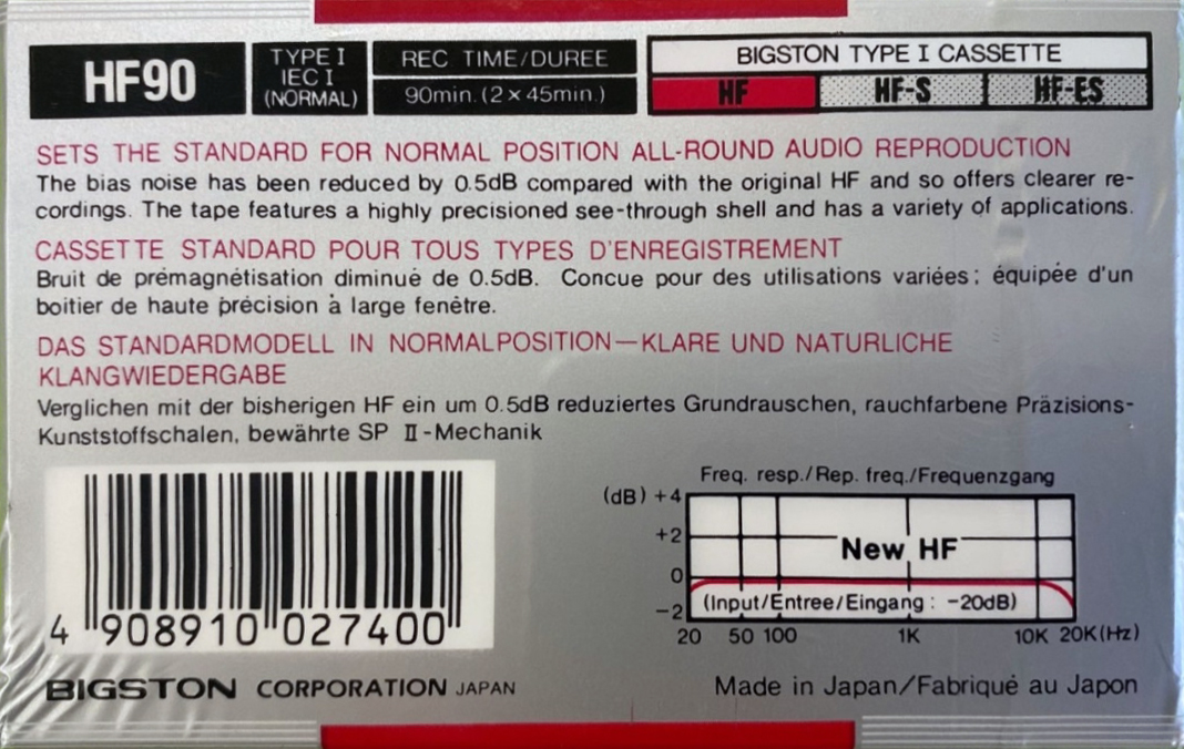 Compact Cassette Bigston HF 90 Type I Normal 1988 Europe