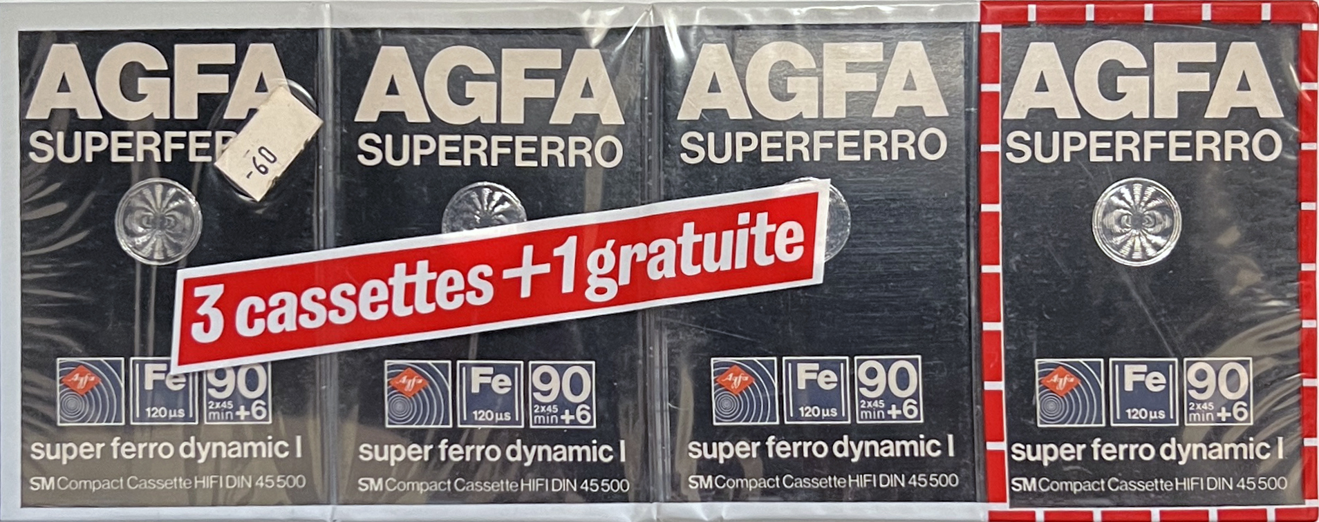 4 pack AGFA Super Ferro Dynamic I 90+6 "SUPERFERRO" Type I Normal 1979 France