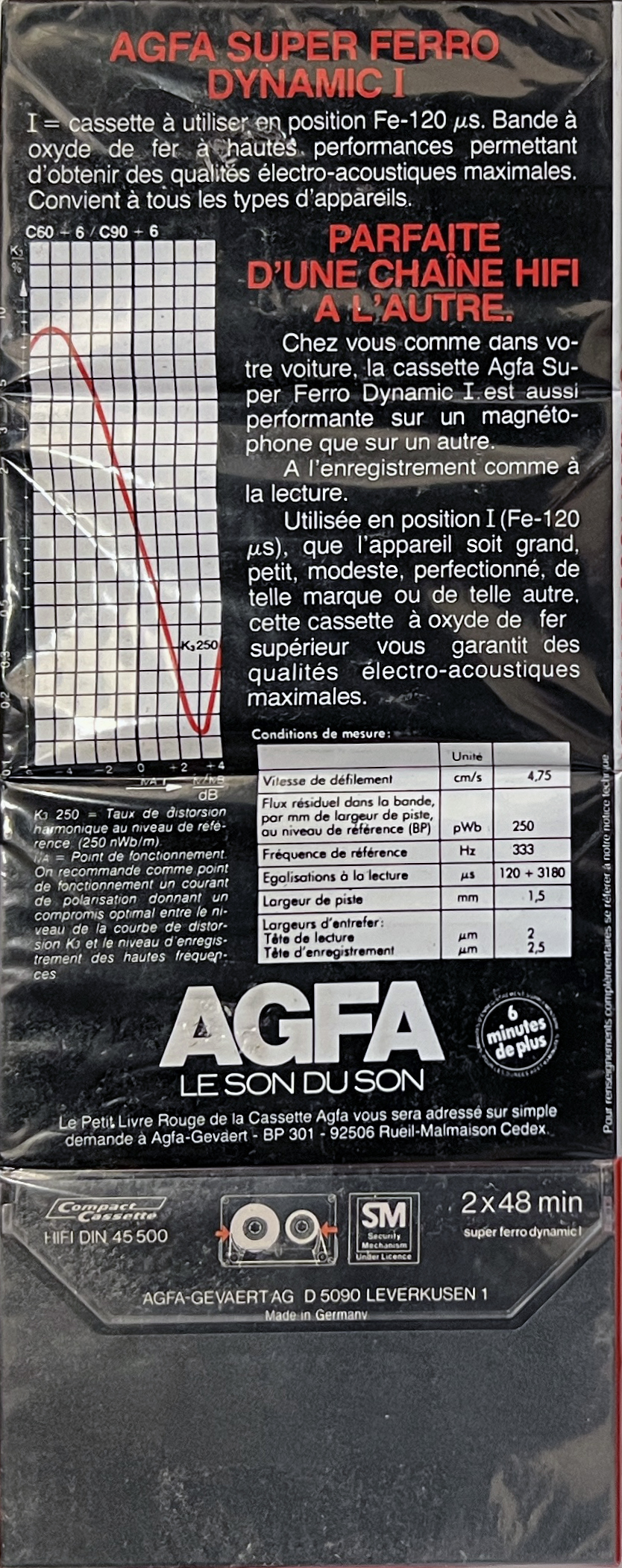 4 pack AGFA Super Ferro Dynamic I 90+6 "SUPERFERRO" Type I Normal 1979 France