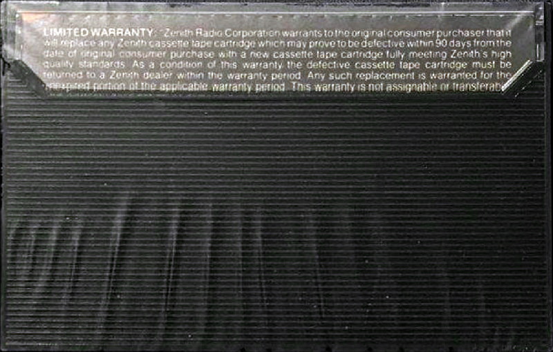 Compact Cassette Zenith 120 Type I Normal 1984 USA