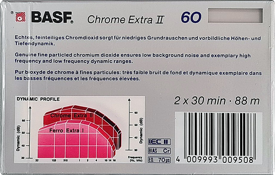 Compact Cassette BASF Chrome Extra II 60 Type II Chrome 1989 Europe