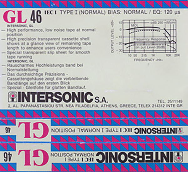 Compact Cassette Intersonic GL 46 Type I Normal Greece