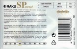 Compact Cassette RAKS SP 60 "SP Metal" Type IV Metal 1996 Europe