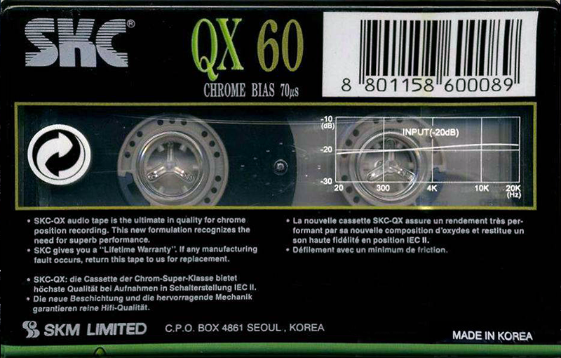 Compact Cassette SKC QX 60 Type II Chrome 1999 Worldwide