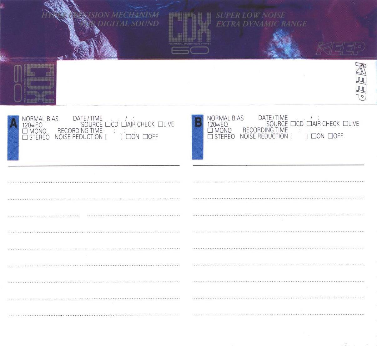 Compact Cassette KEEP CDX 60 Type I Normal 1990 Japan