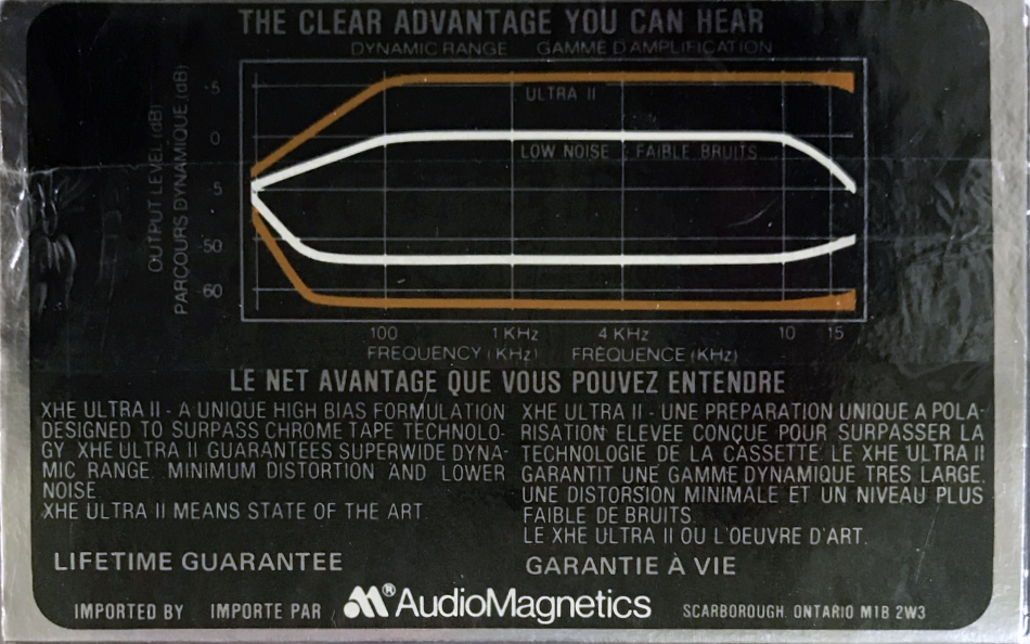 Compact Cassette Audio Magnetics XHE Ultra II 90 Type II Chrome 1979 Canada