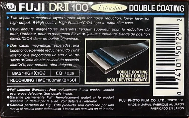 Compact Cassette Fuji DR-II 100 Type II Chrome 1993 North America