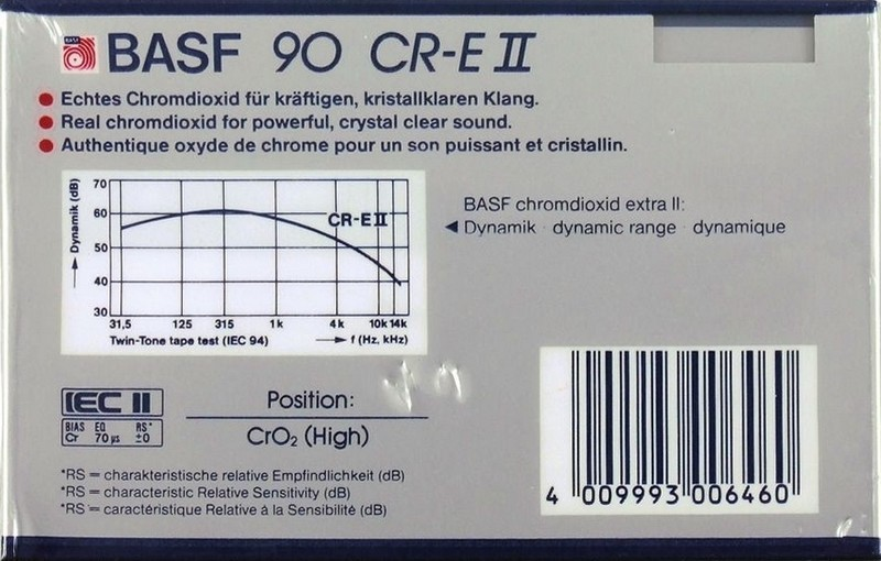 Compact Cassette BASF Chromdioxid Extra II 90 "CR-E II" Type II Chrome 1985 Europe