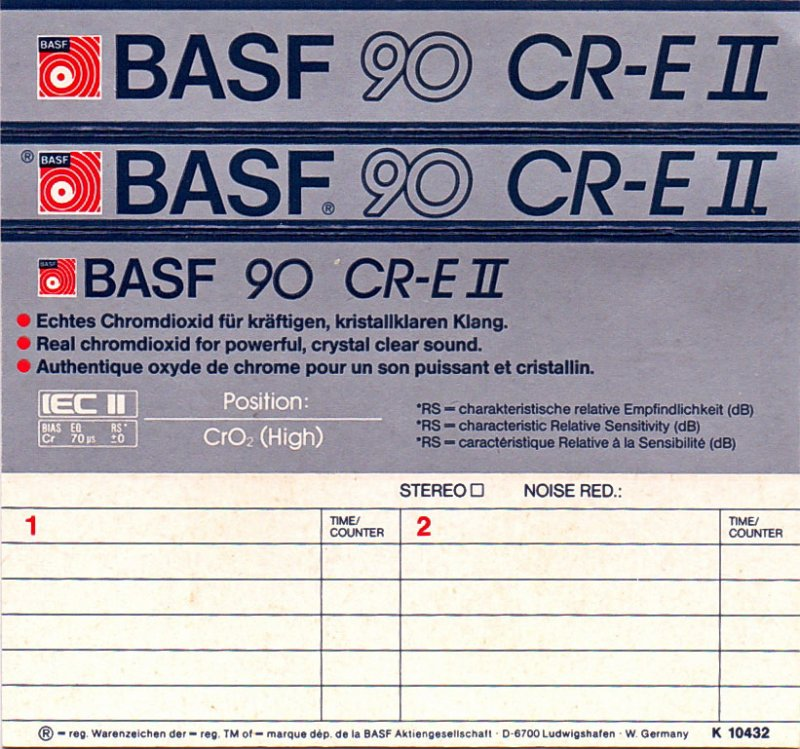 Compact Cassette BASF Chromdioxid Extra II 90 "CR-E II" Type II Chrome 1985 Europe