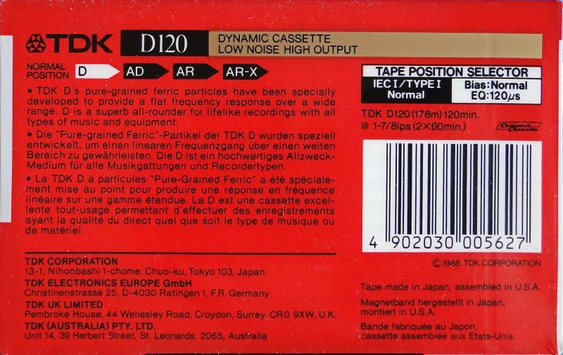 Compact Cassette: TDK  - D 120