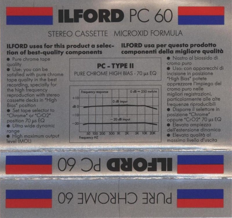 Compact Cassette Ilford PC 60 "Pure Chrome" Type II Chrome 1988 Europe