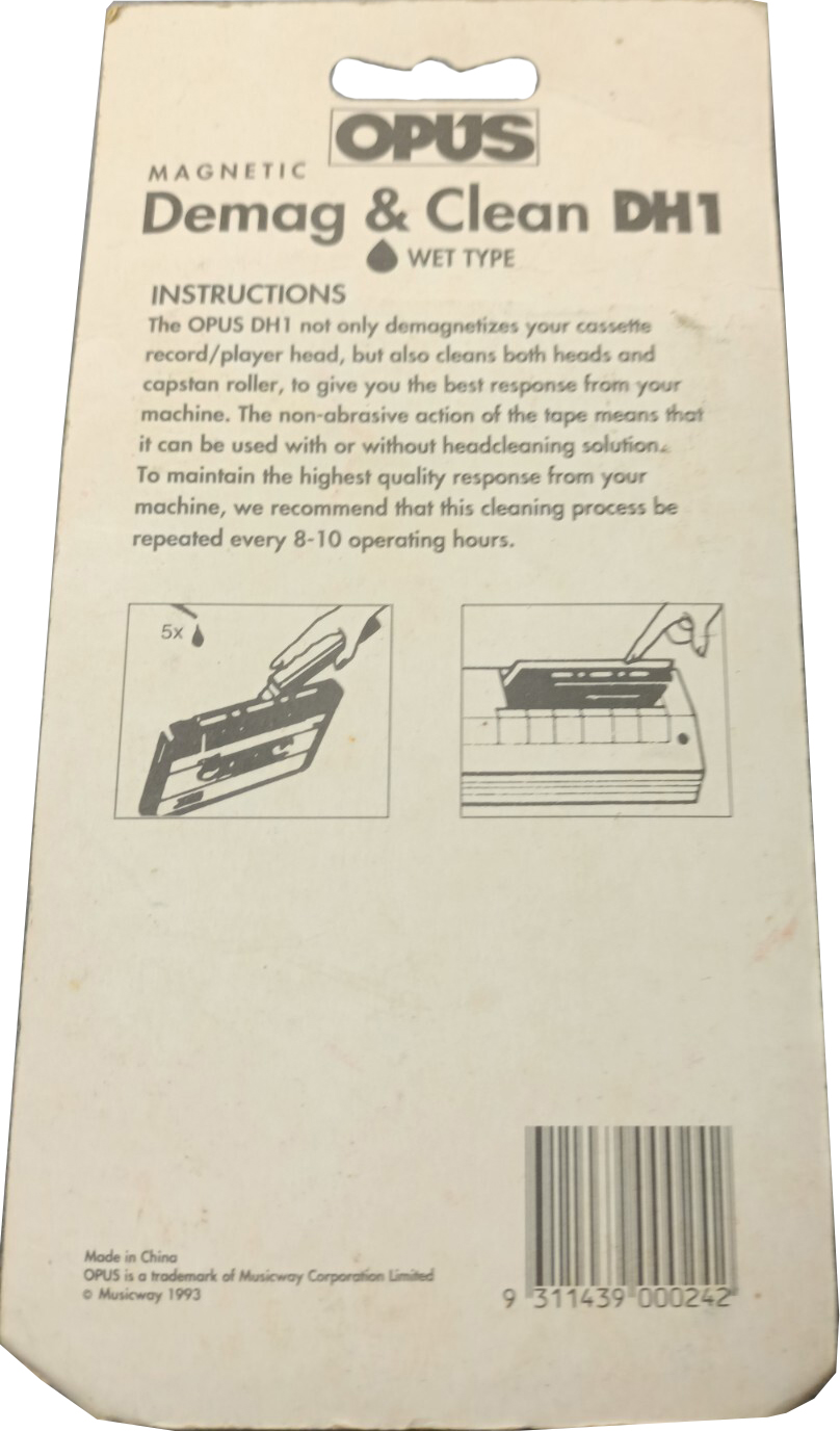 Blister Opus "DH1" Cleaning Cassette 1993 Australia
