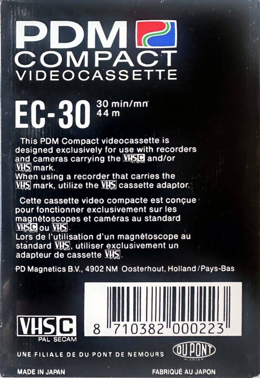 VHS-C (VHS Compact) PDM 30 Type I Normal Europe