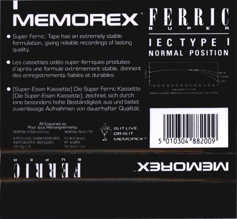 Compact Cassette Memorex dBS-X 90 Type I Normal 1992 UK