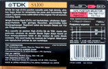 Compact Cassette TDK SA 100 "SA-100SA" Type II Chrome 1990 Australia, Europe