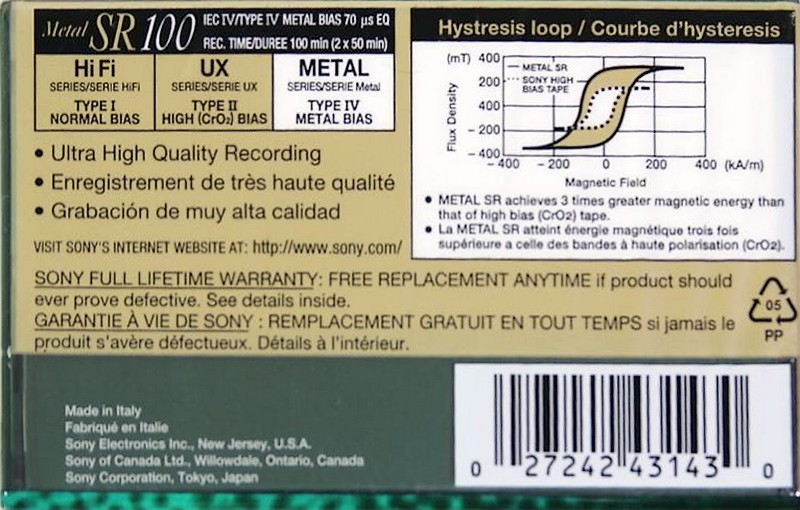 Compact Cassette: Sony  - Metal SR 100