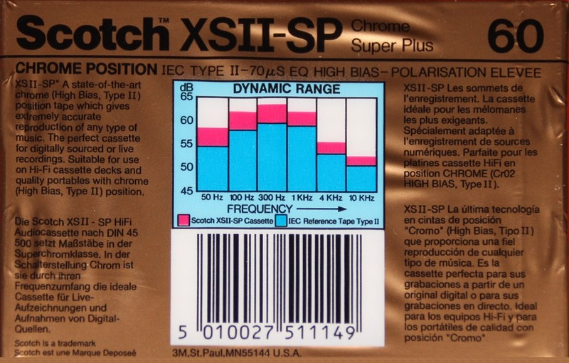 Compact Cassette Scotch XS II-SP 60 Type II Chrome 1990 Worldwide