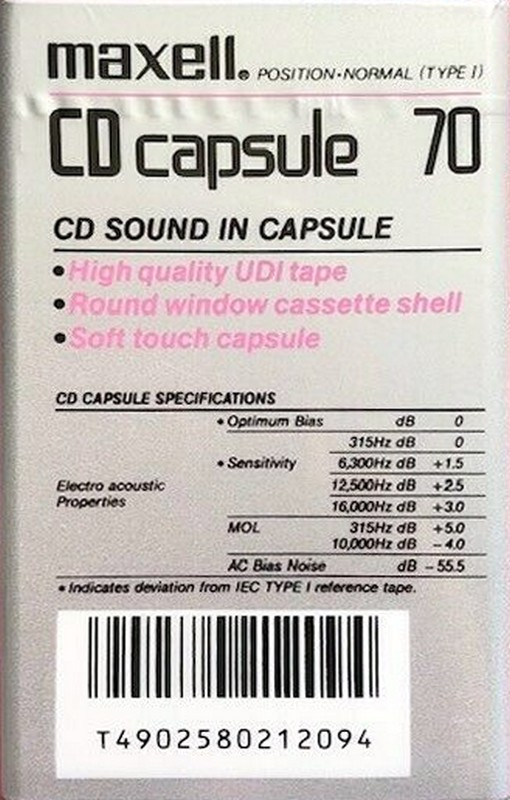 Compact Cassette Maxell CD Capsule 70 Type I Normal 1990 Europe