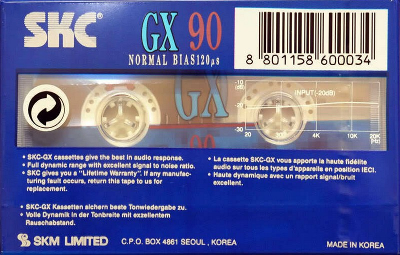 Compact Cassette SKC GX 90 Type I Normal 1995 Europe