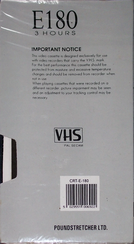 VHS, Video Home System Venus 180 Type I Normal UK