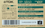 Compact Cassette TDK AR 60 "AR-60M" Type I Normal 1990 Japan