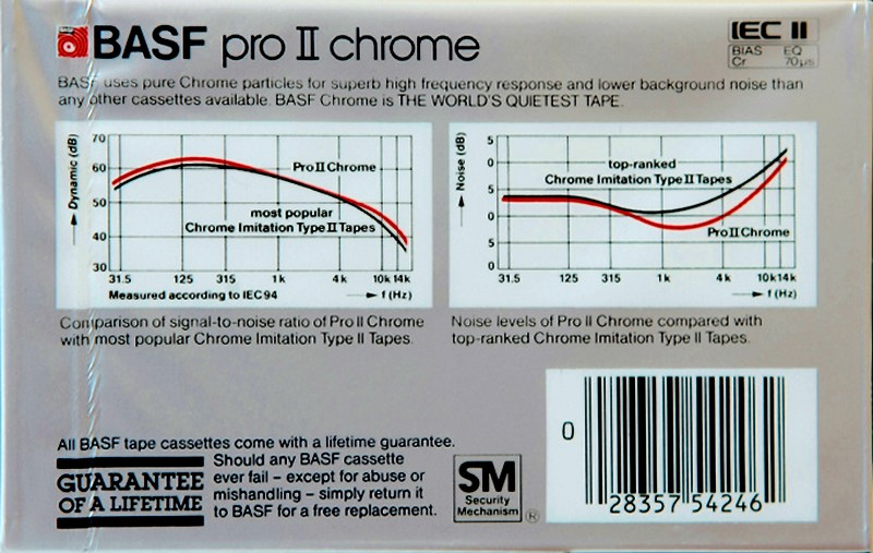 Compact Cassette BASF Pro II Chrome 90 "PRO II-CR" Type II Chrome 1981 USA