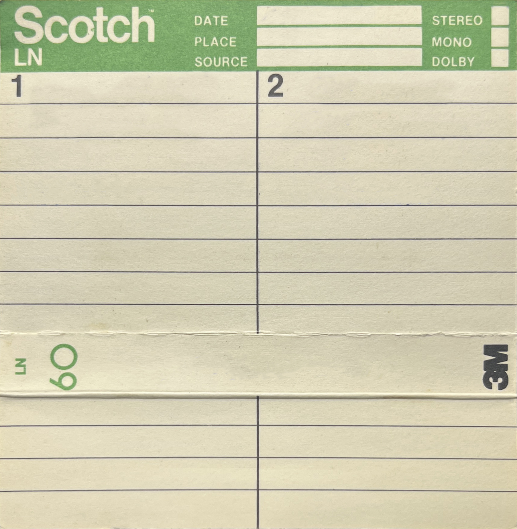 Compact Cassette Scotch LN 60 Type I Normal 1981 Europe
