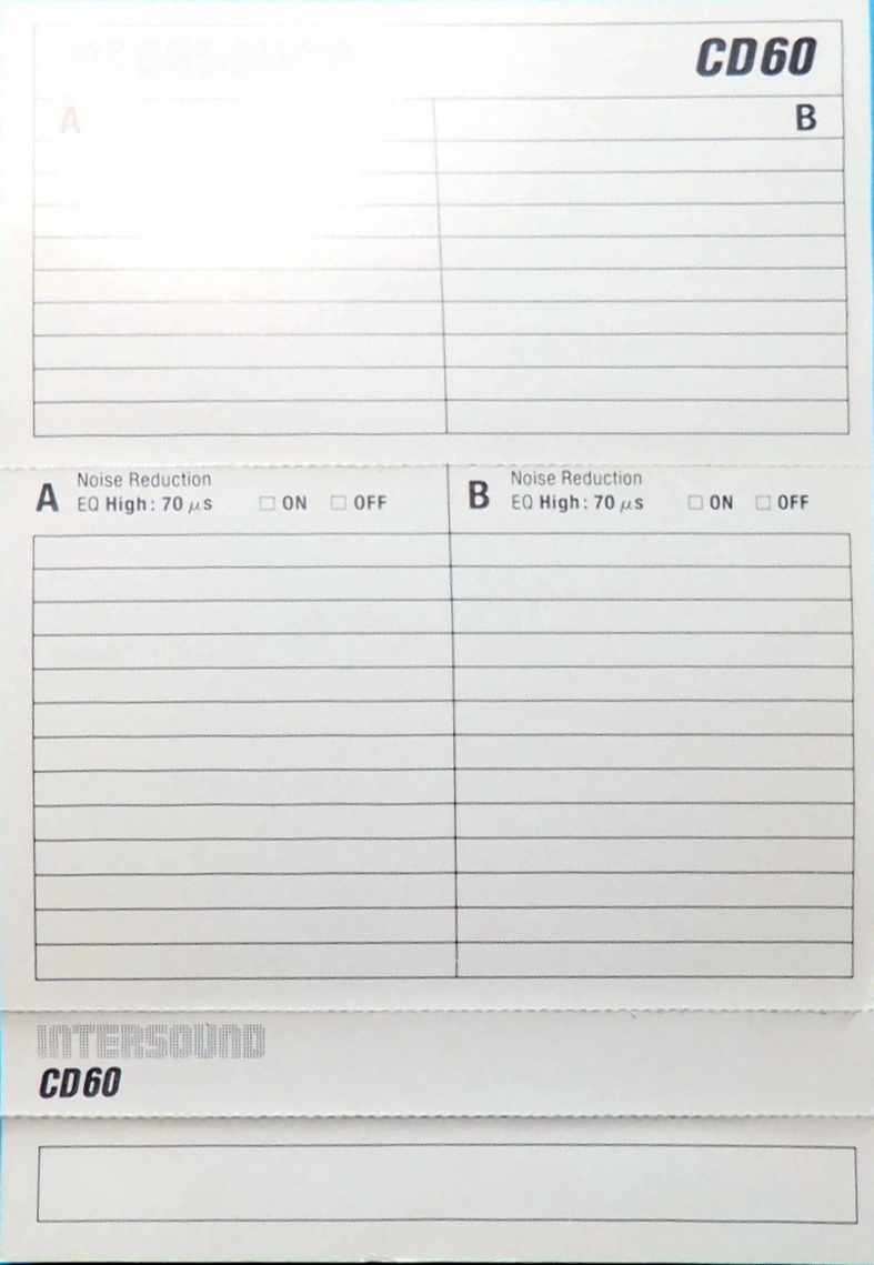 Compact Cassette Intersound CD 60 Type II Chrome 1985 Europe