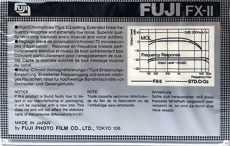 Compact Cassette Fuji FX-II 46 Type II Chrome 1980 Europe, North America