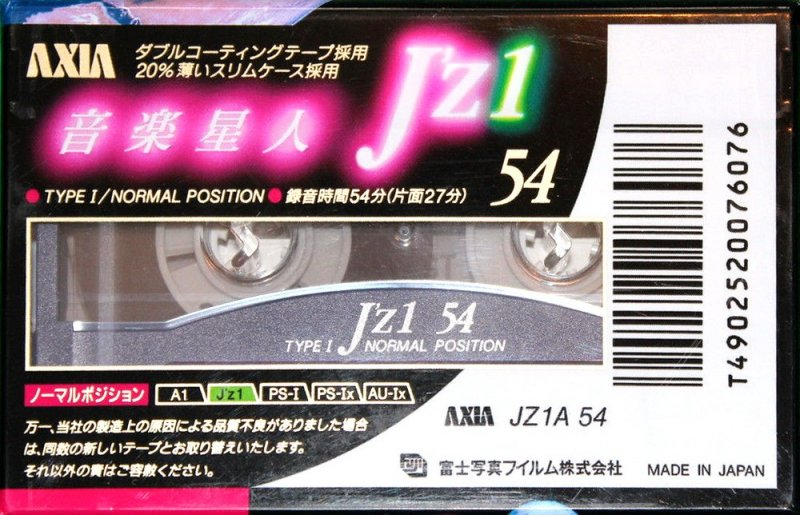 Compact Cassette AXIA J`z 1 54 "JZ1A 54" Type I Normal 1992 Japan