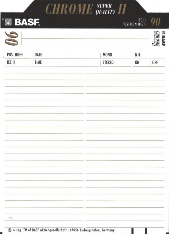 Compact Cassette BASF Chrome Super Quality II 90 Type II Chrome 2000 Germany