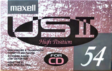 Compact Cassette Maxell US 54 "USII 54" Type II Chrome 1991 Japan