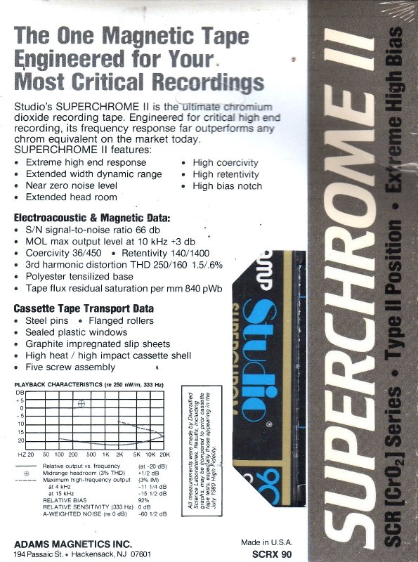 Compact Cassette AMP Studio 90 Type II Chrome USA