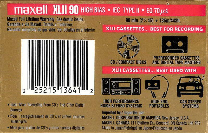 Compact Cassette: Maxell / Hitachi Maxell - XLII 90