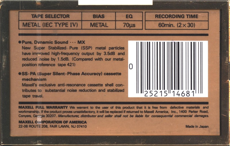 Compact Cassette: Maxell / Hitachi Maxell - MX 60