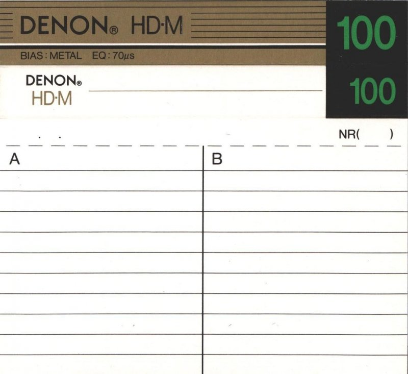 Compact Cassette Denon HD-M 100 Type IV Metal 1988 Europe, USA