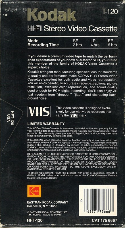 VHS, Video Home System:  Kodak - Hi-Fi 120